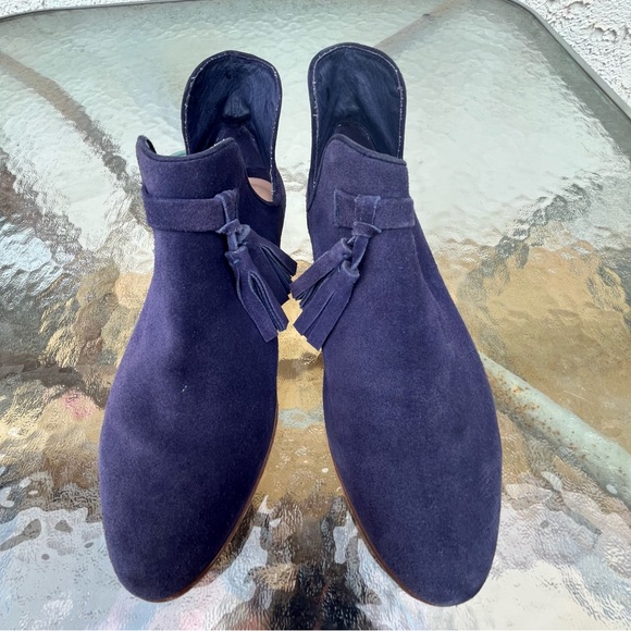 Charlotte Stone Blue Suede Ankle Booties - Picture 4 of 12